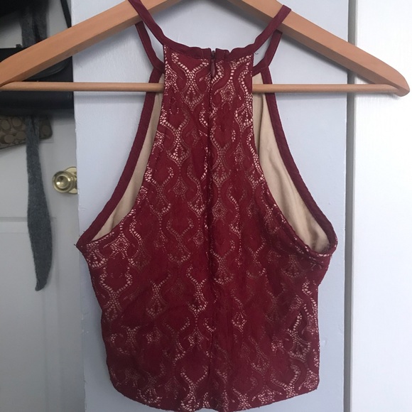 Francesca’s Red, Lace Crop Top - Picture 2 of 2